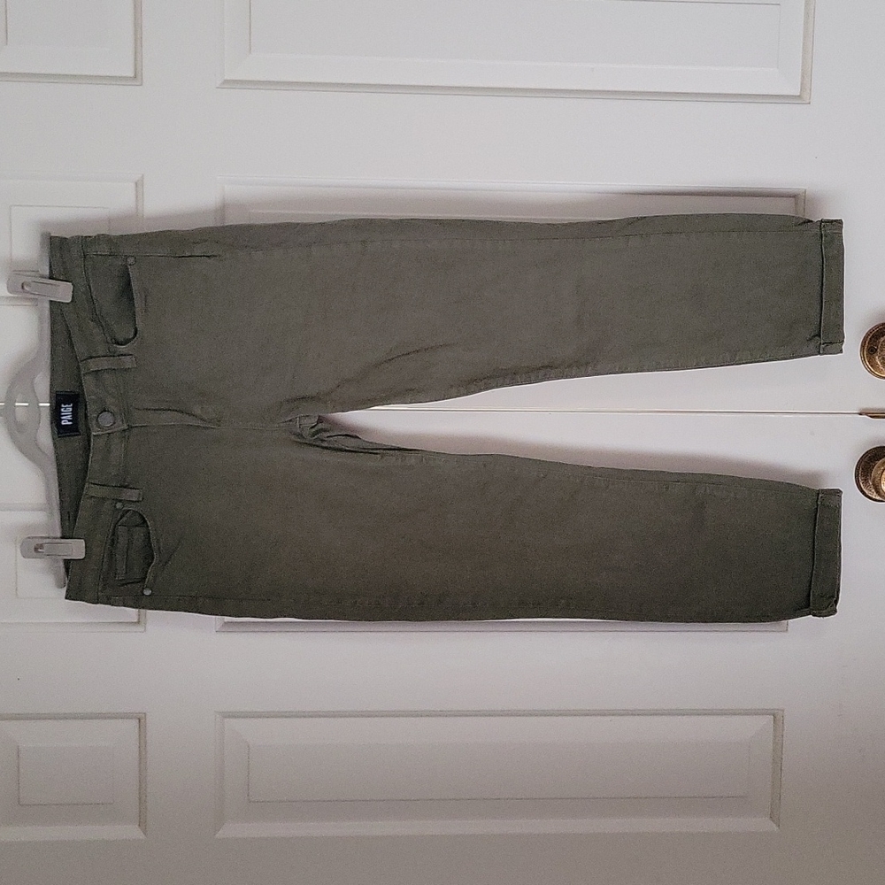 Paige womens Kylie cropped ankle pants jeans sz 30 Olive Green